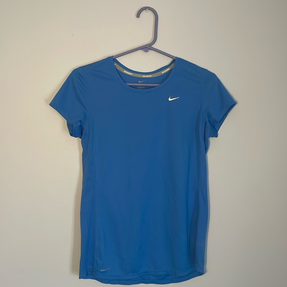 Blue Nike Running Short Sleeve Workout Top
